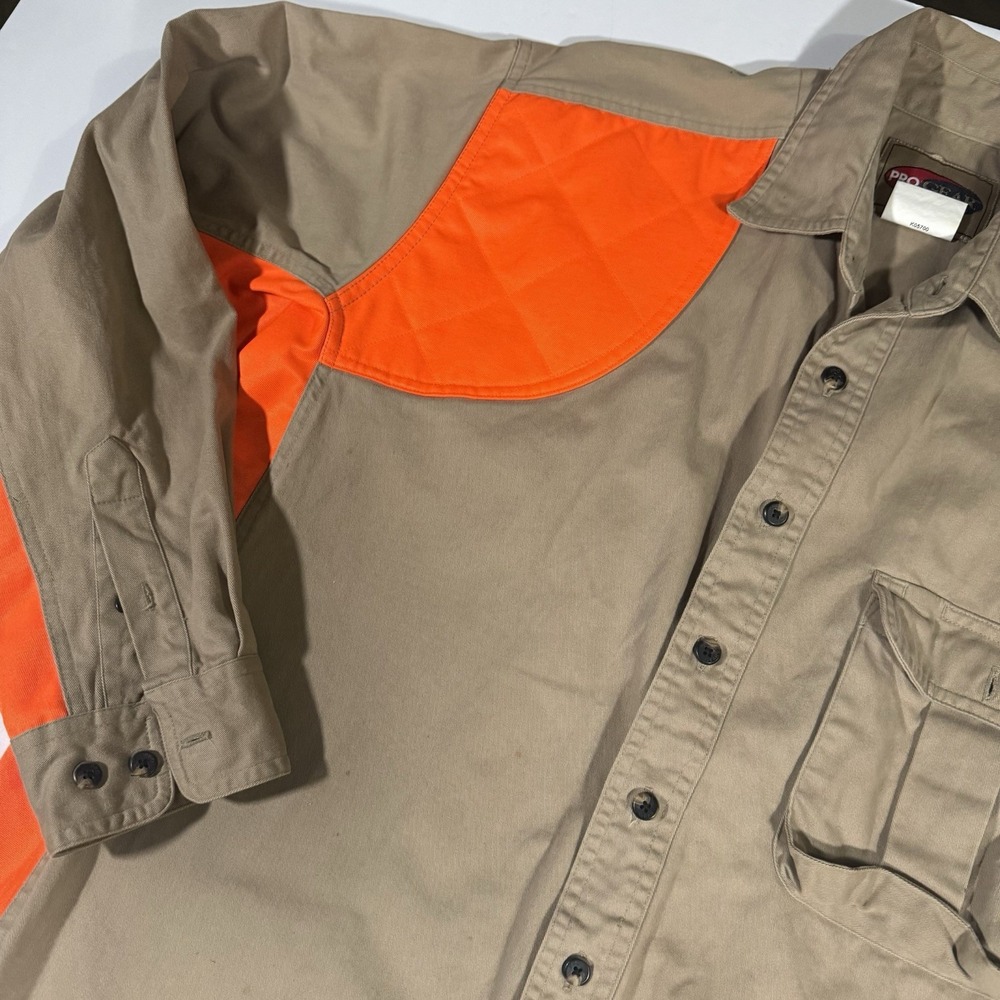 Pro Gear by Wrangler Field Shirt Mens‎ Large Khaki Orange Shooting Hunting
